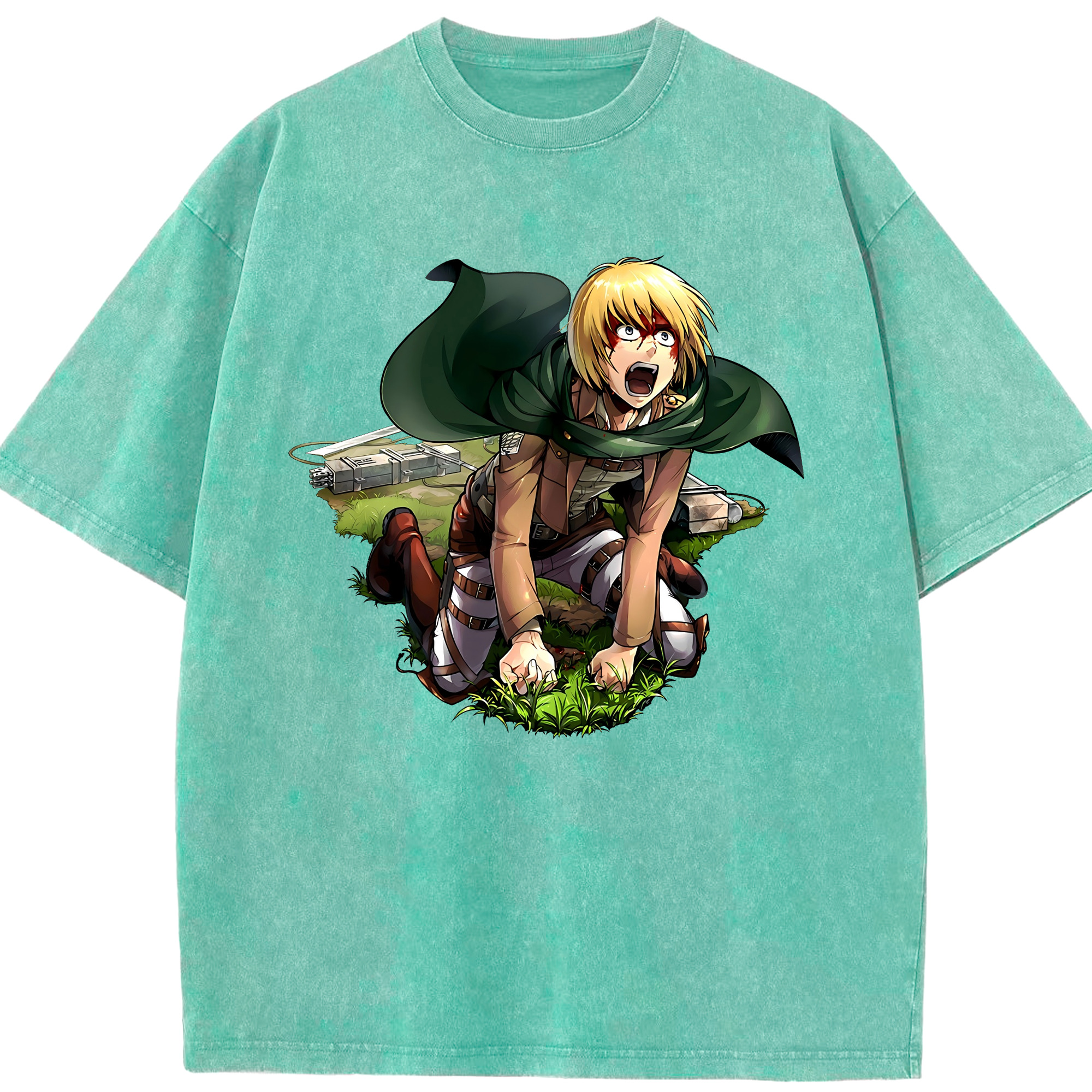 （画像用） 進撃の巨人 アルミン·アルレルト Attack on Titan Armin Arlert 綿100% ヴィンテージ風 半袖Tシャツ（フロントプリント）